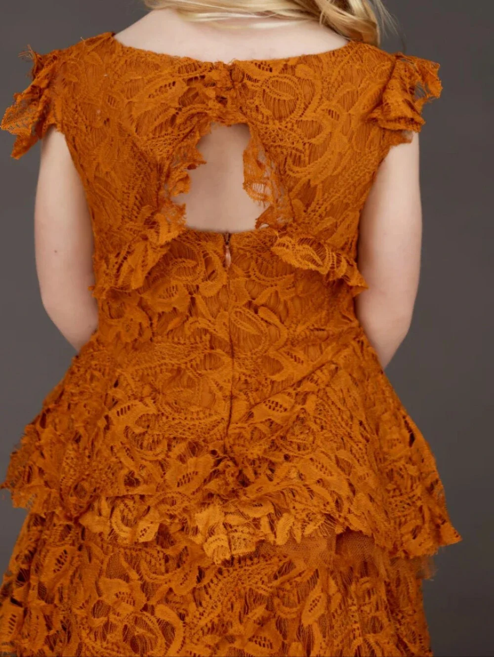 Joyfolie Lyra Toddler Girls Tiered Lace Maxi Dress in Marigold 3T